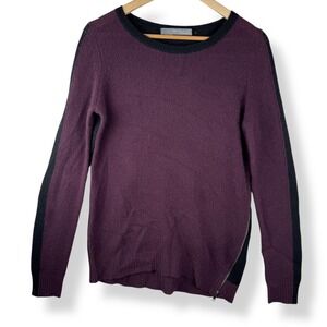 360 SWEATER 100% Cashmere Black Burgundy Sweater‎ Womens Size Small Quiet Luxury